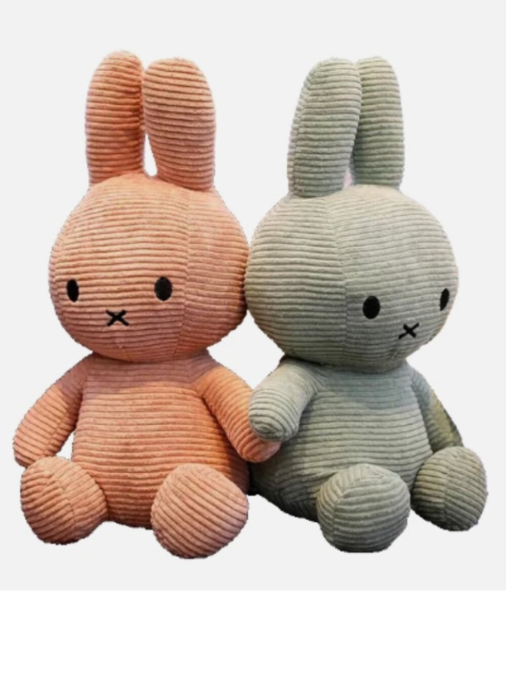 (Set of 2) New Miffy Plush Rabbit Light Pink Green Sitting LARGE Toy Pillow Home